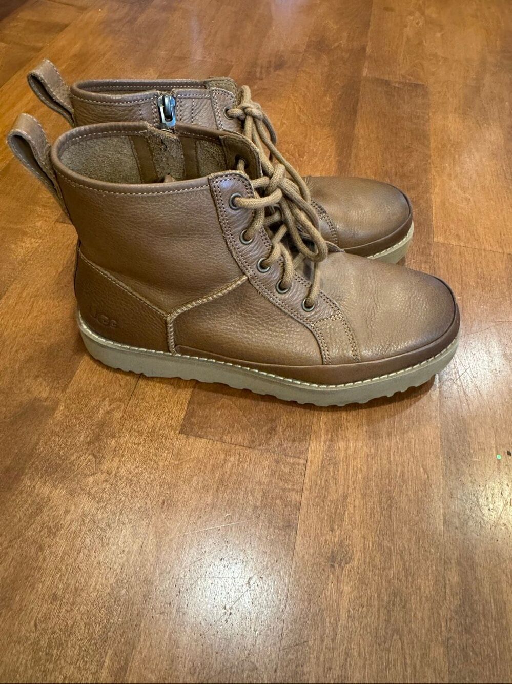 UGG Deconstructed Lace Boots Brown Leather Women’s Size 7